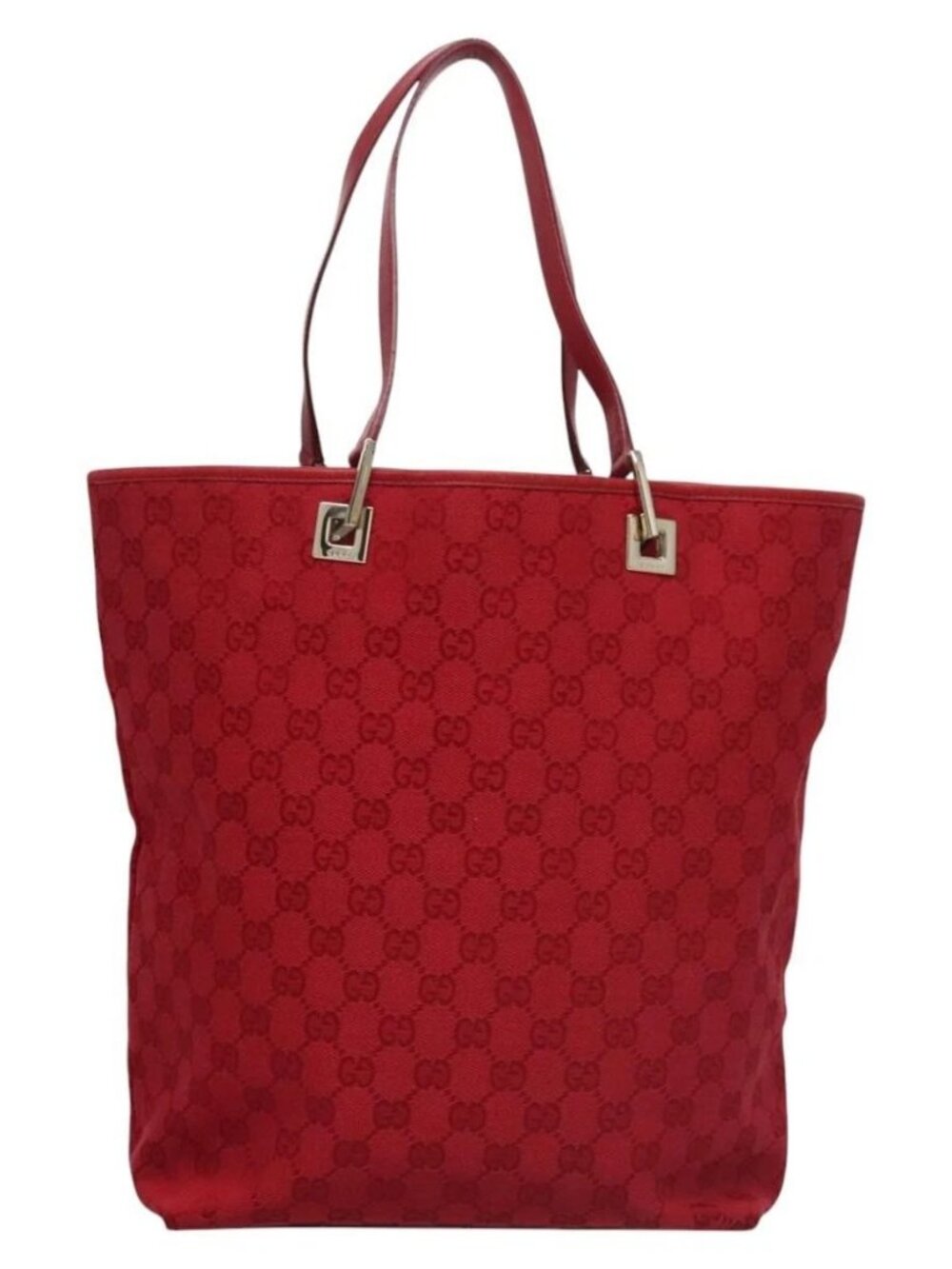 GUCCI GG Canvas Tote Bag Red gold 002 1098 Auth nb221 - Picture 2 of 16